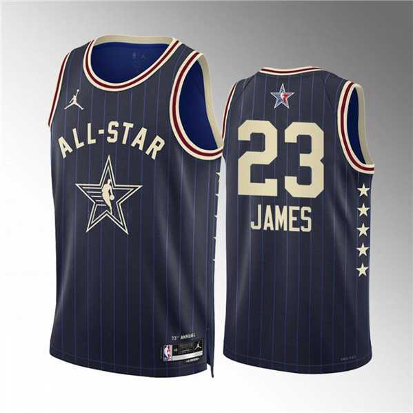 Mens 2024 All-Star #23 LeBron James Navy Stitched Basketball Jersey